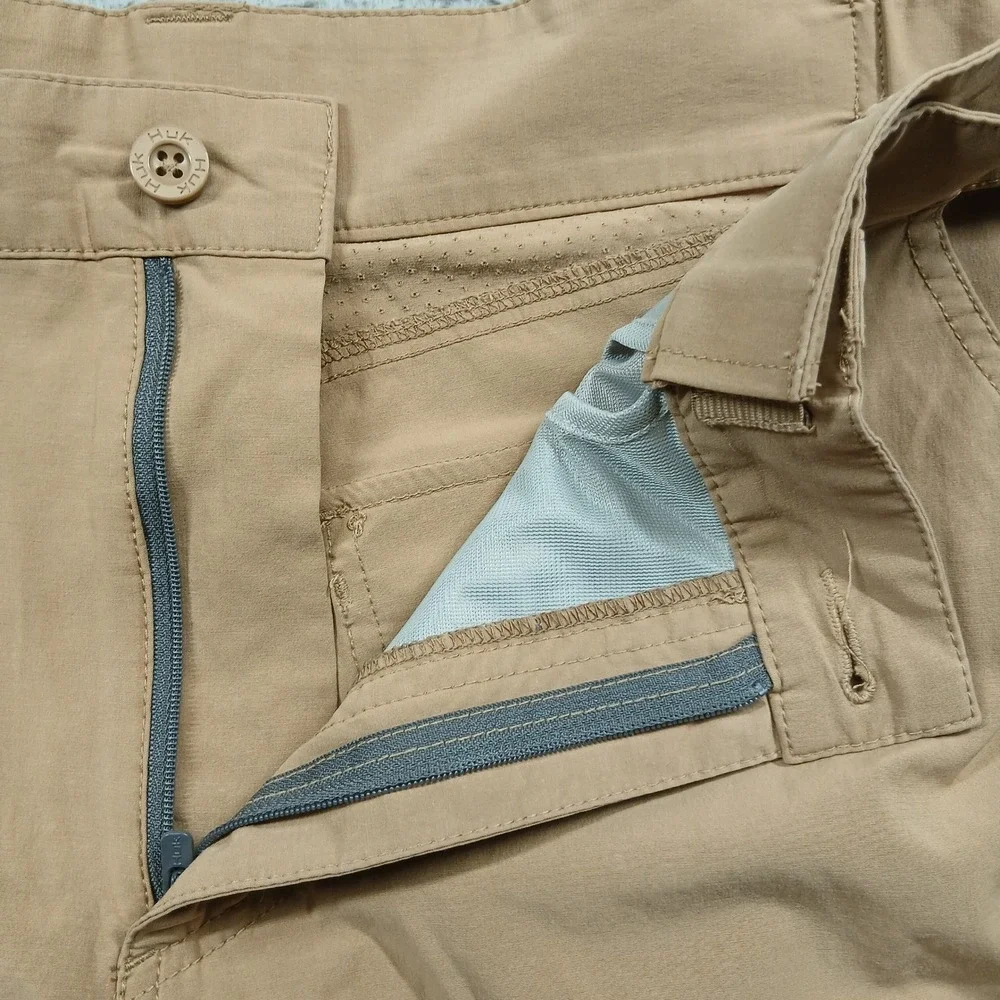 Huk‎ Fishing Performance Shorts Mens XXL Tan Khaki Cargo Pockets Outdoor
